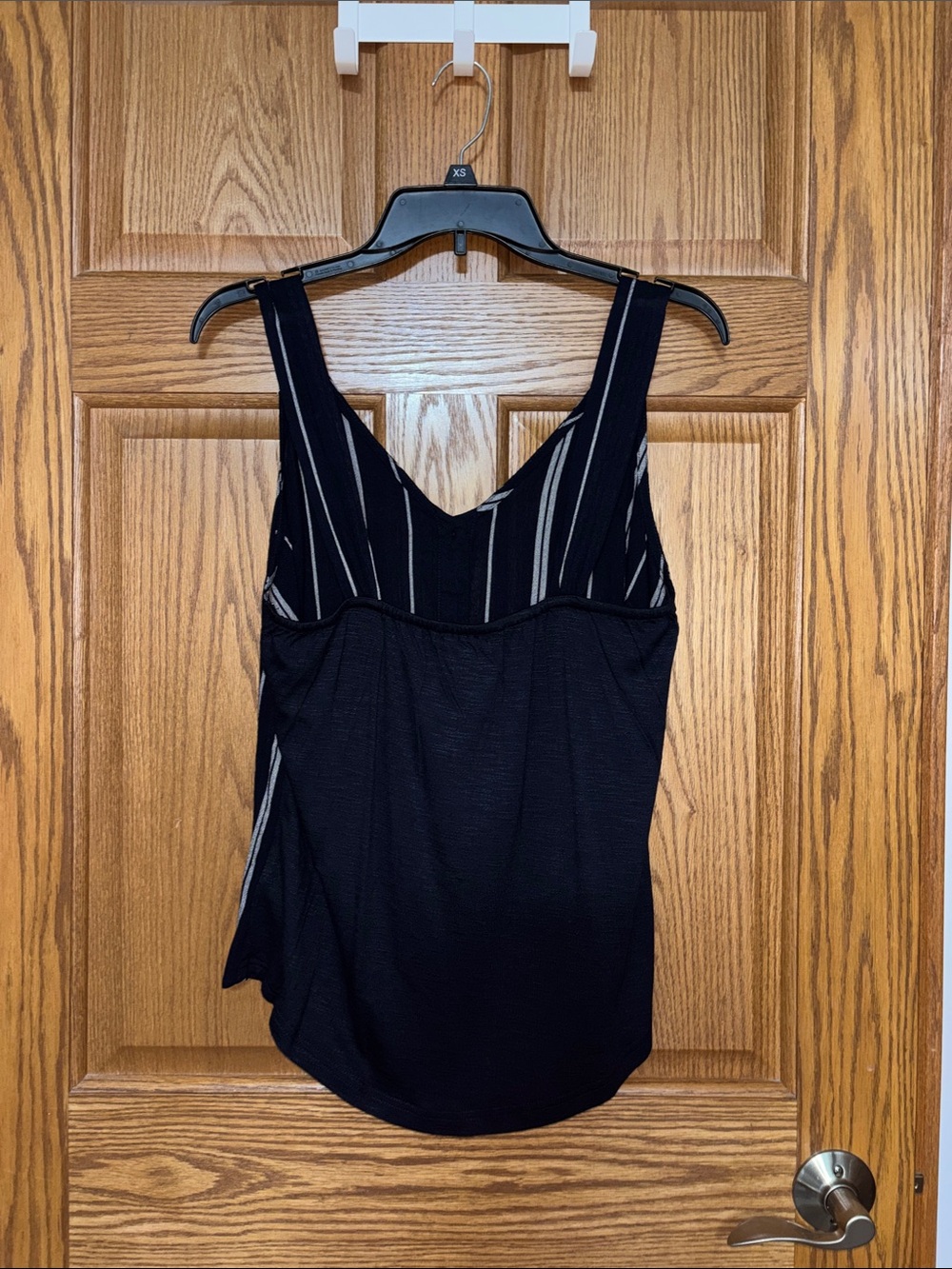 Maurices Black and Cream Striped Button-Front Tank - Picture 2 of 2